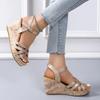Neue Knöchelriemen Keilabsatz Sandalen für Damen 2025 Riemchen Dicke Plateau Sandalen Frau Sommer Schnalle Gladiator Schuhe Damen