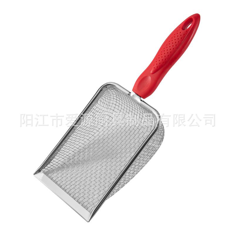 Stainless Steel Cat Litter Scoop with 10 Mesh, Reptile Sand Scoop, Beach Shovel, Reed/Chicken Shovel