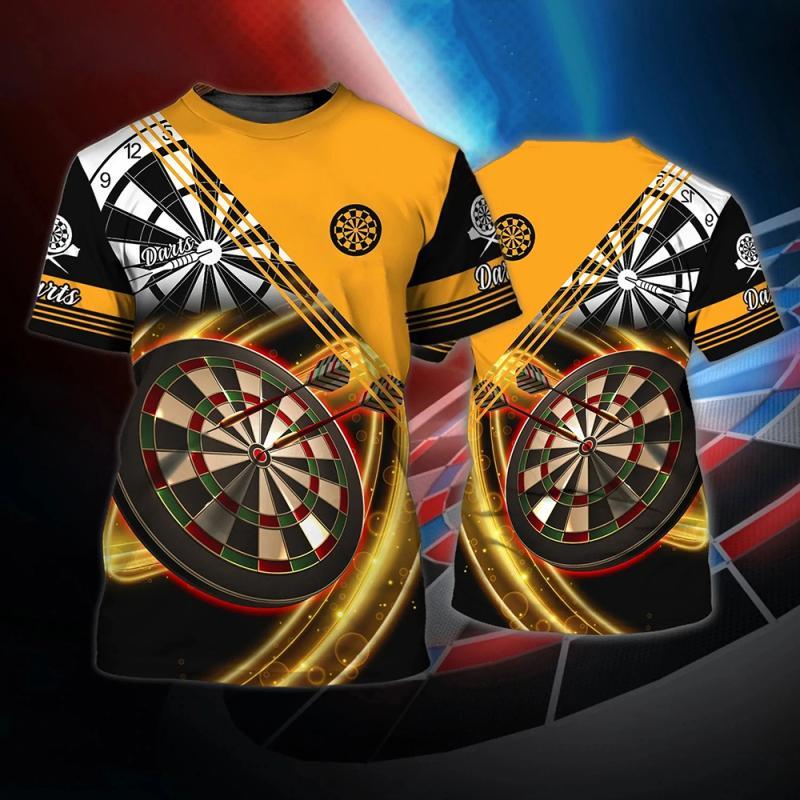 Disc Darts Sports T-shirt Men's Clothing Round Neck Short Sleeves T Shirts 3D Printed Cool Graphics Outdoor Casual Fashion Tees