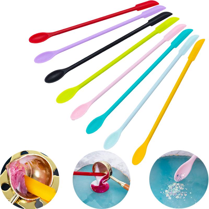 Double-Headed Seal Wax Stamp Scraper Heat Resistant Multifunctional Dip Spoon Powder Cleaning Silicone Spoon Stirring Mixing Rod