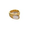 Niche Design Unique Copper Plated 18K Real Gold Inlaid Gemstone Curve Ring Simple Fashion Ring