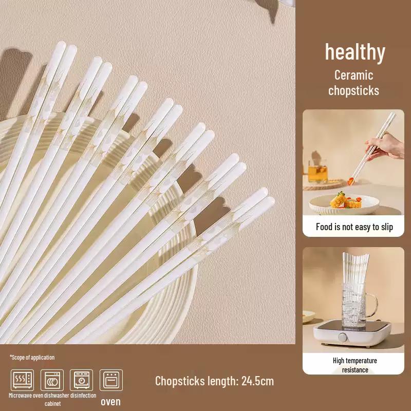 Ningzhao Ginkgo Leaf Ceramic Chopsticks - 10 Pairs