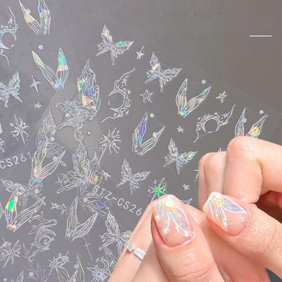 New Aurora Thin Tough Manicure Sticker New Shell Light Mermaid Tail Butterfly Agile with Adhesive Nail Sticker