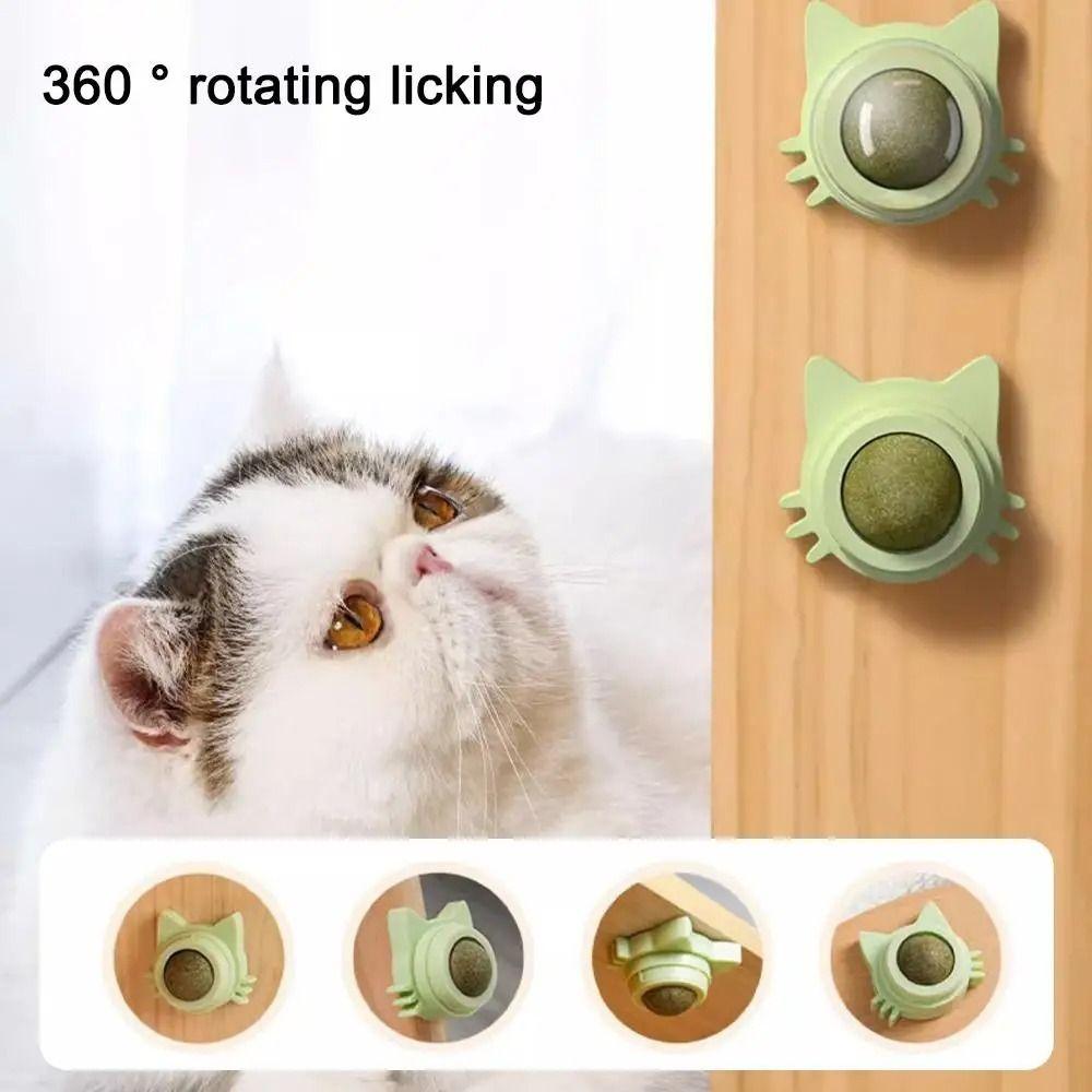 2025 Rotatable Catnip Ball Healthy Promote Digestion Cat Wall Stick-on Sugar Licking Natural Cat Ball