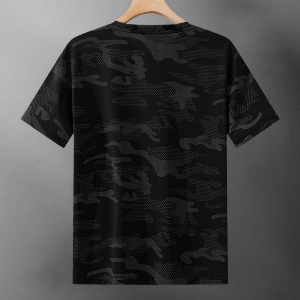 Men's Casual Lightweight Quick-drying Short-sleeved T-shirt - Men's Round-neck Camouflage Breathable Sweat-absorbing Cool-feeling T-shirt