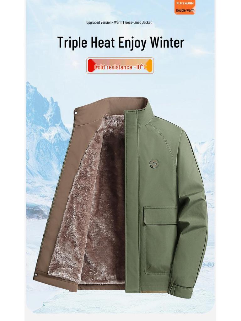 Men's Plus Size American Style Fleece Lined Winter Jacket