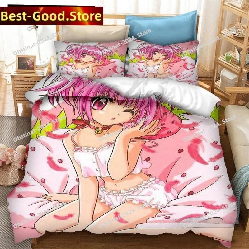 3D Anime Tokyo Mew Mew Bedding Set Duvet Cover Full Queen King Size Pillowcase Bed Print Bed Set Aldult Kid Bedroom Single Twin
