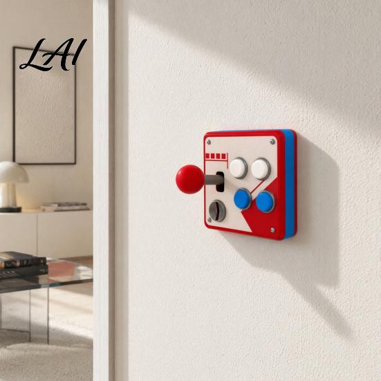 Game Controller Wall Decor Retro Arcade Light Switch Cover 1-Gang/2-Gang Plate with Joystick XYAB Mounted Display Buttons Gaming for Room