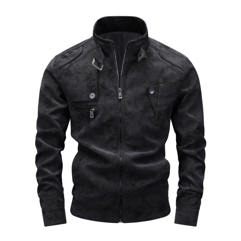 New men's PU leather jacket stand-up collar zipper leather jacket spring and autumn casual locomotive style jacket multi-color optional