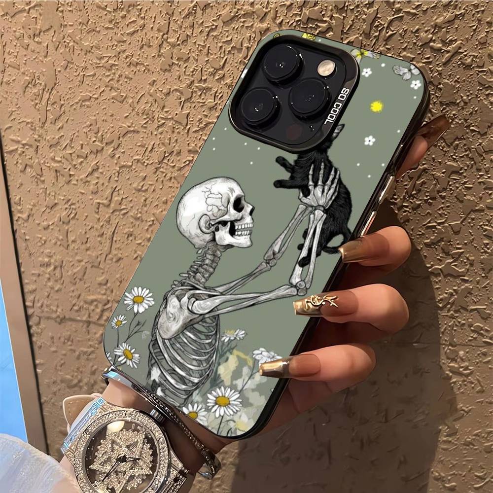 

Чехол для телефона с рисунком Кота-скелета Чехол для телефона для iPhone 14 16 15 11 12 13 Pro Max Mini Plus Ударопрочный чехол iPhone16se4