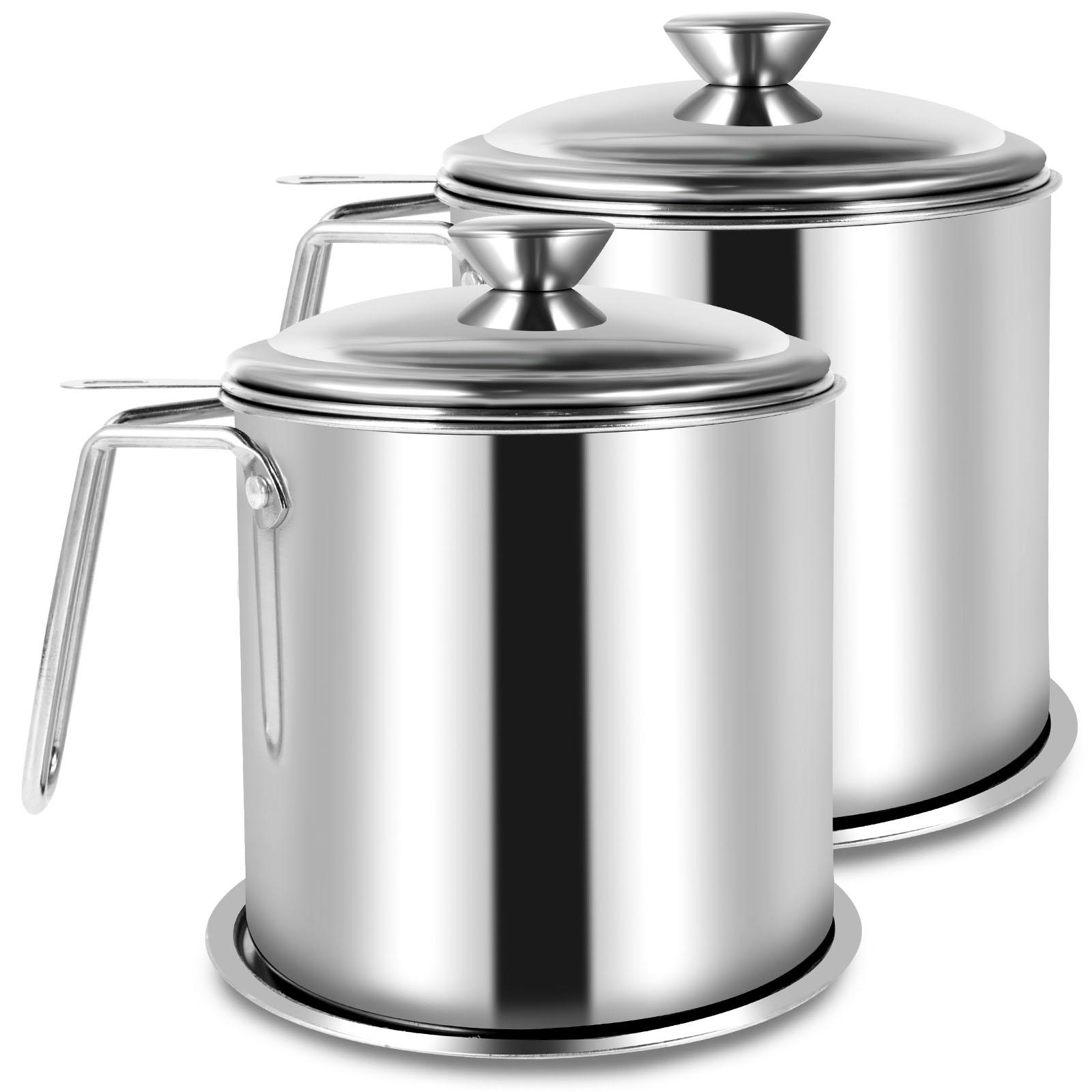 

Горшок-фильтр для масла из нержавеющей стали 1,5-2 л с ситом, пылезащитной крышкой, фильтром для кулинарного масла, контейнером для хранения, емкостью для жира