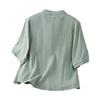 Women's Retro Loose Fit Linen Cotton Blouse With Buttons And Embroidery