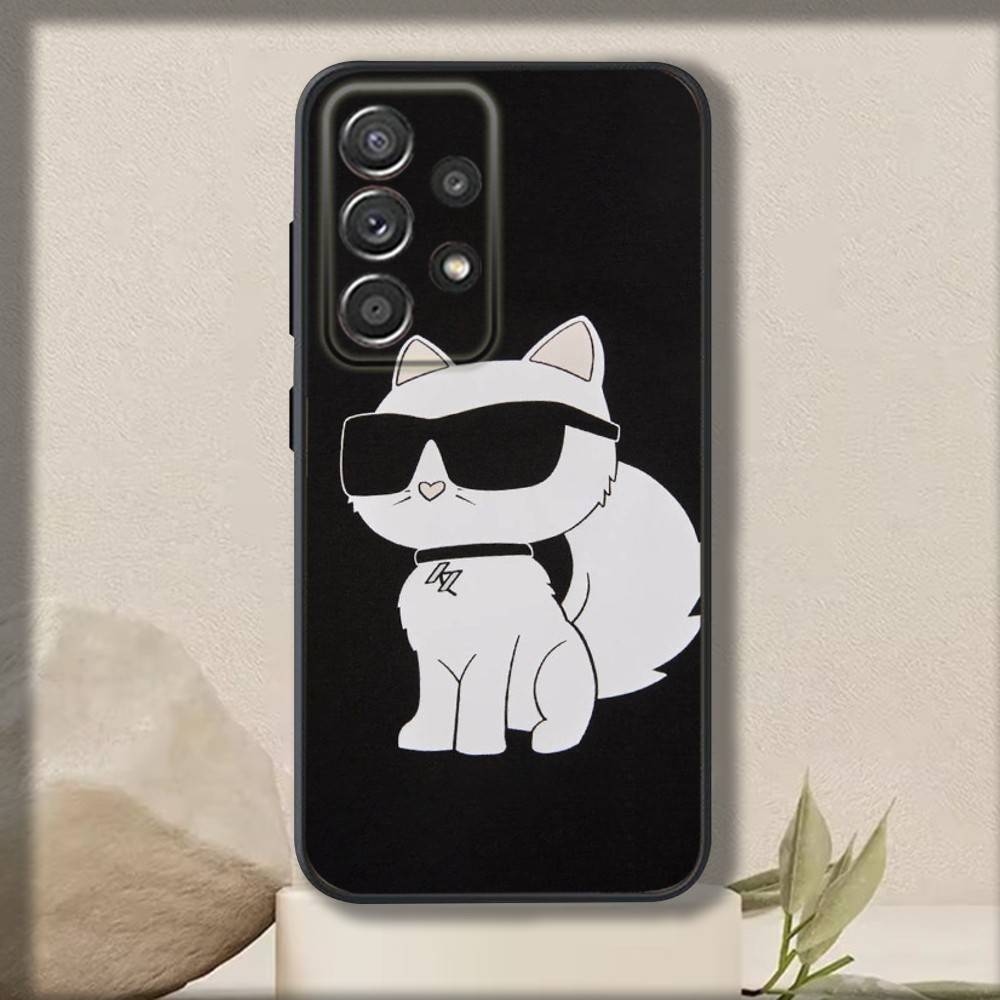Coole Mode Katzen Handyhülle Für Samsung S 25,24,23,22,30,21,10,9,Ultra,Plus,Lite,FE,4,5 G Weiche Schwarze Hülle
