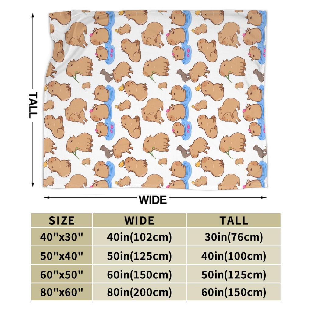 Capybara Pattern Blanket Flannel Autumn/Winter Cartoon Cute Multifunction Lightweight Throw Blanket for Bed Office Quilt