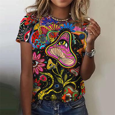 3D Printed Girls Face Painting T-Shirt For Women Colorful Graphic T Shirts Summer Harajuku Loose Tees O-Neck Tops Short Sleeves