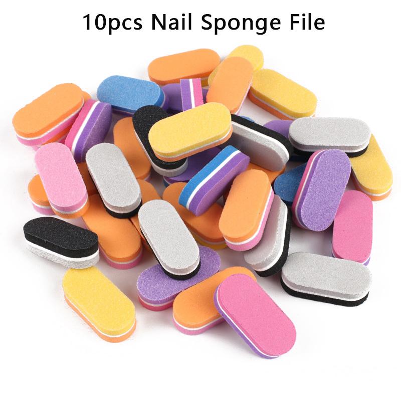 10 Pcs Double Color Mini Nail Sponge File Buffer Block Buffing Sanding File Pedicure Manicure Tool Gel Supplies Accessories
