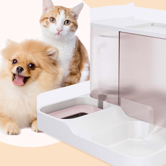 Automatic Cat Feeder And Water Dispenser 2-in-1 Detachable Food Feeder And Water Fountain for Indoor Small Dogs Cats