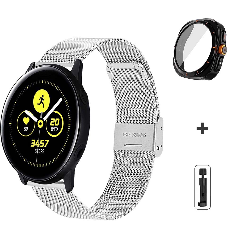 

Сменные аксессуары Ultra Case: Защитное стекло для экрана + Ремешок для Samsung Galaxy Watch 7 44 мм 40 мм, Ремешок-сетка из стали для Galaxy Watch 6 Galaxy Watch 7 40mm