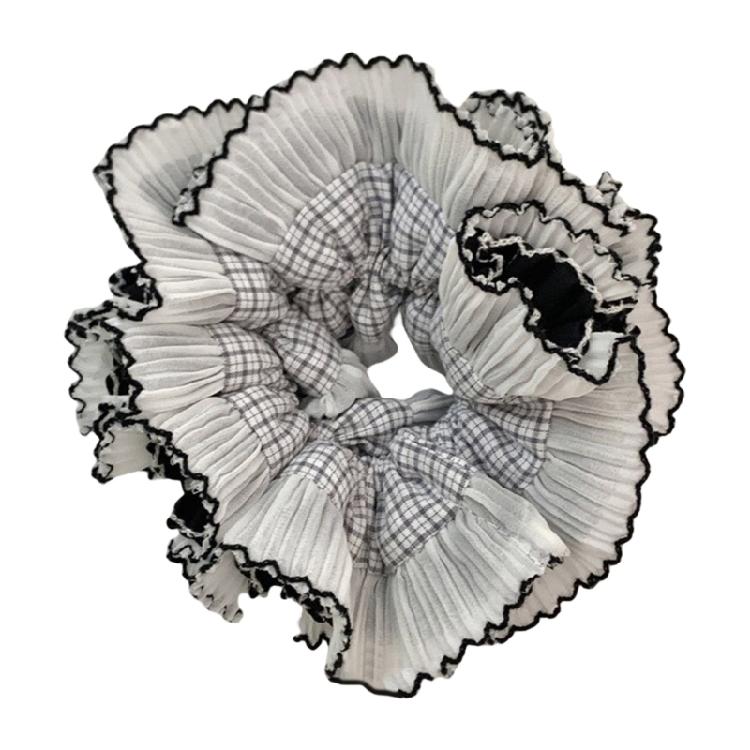 

Lace Trim Checked Hair Scrunchies for Women Updo Hair Elastic Aesthetic Hair Tie Hair Scrunchy Hair Circles Braid Holder 1 чорний