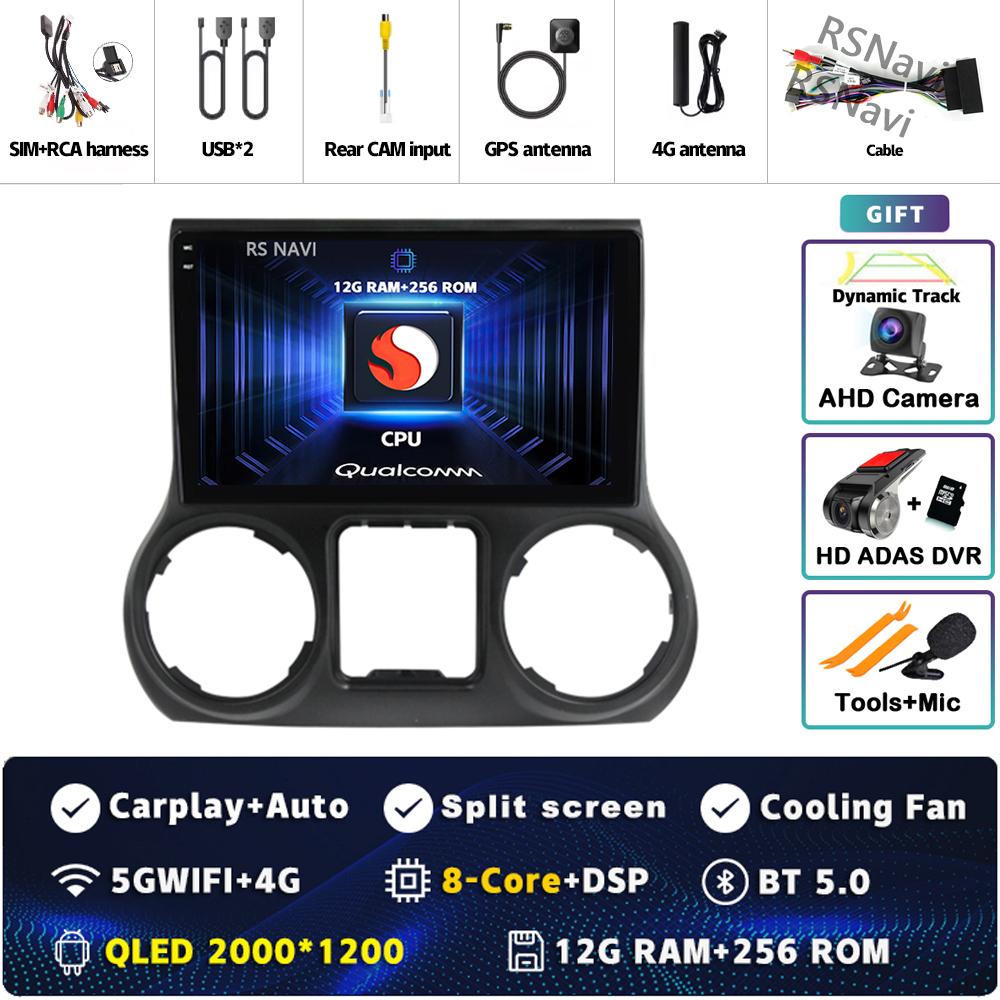 Android 14 Carplay Auto For Jeep Wrangler 3 JK 2011 2012 2013 2018 Car Radio Player Multimedia Srereo Navigation BT 4G WIFI DSP