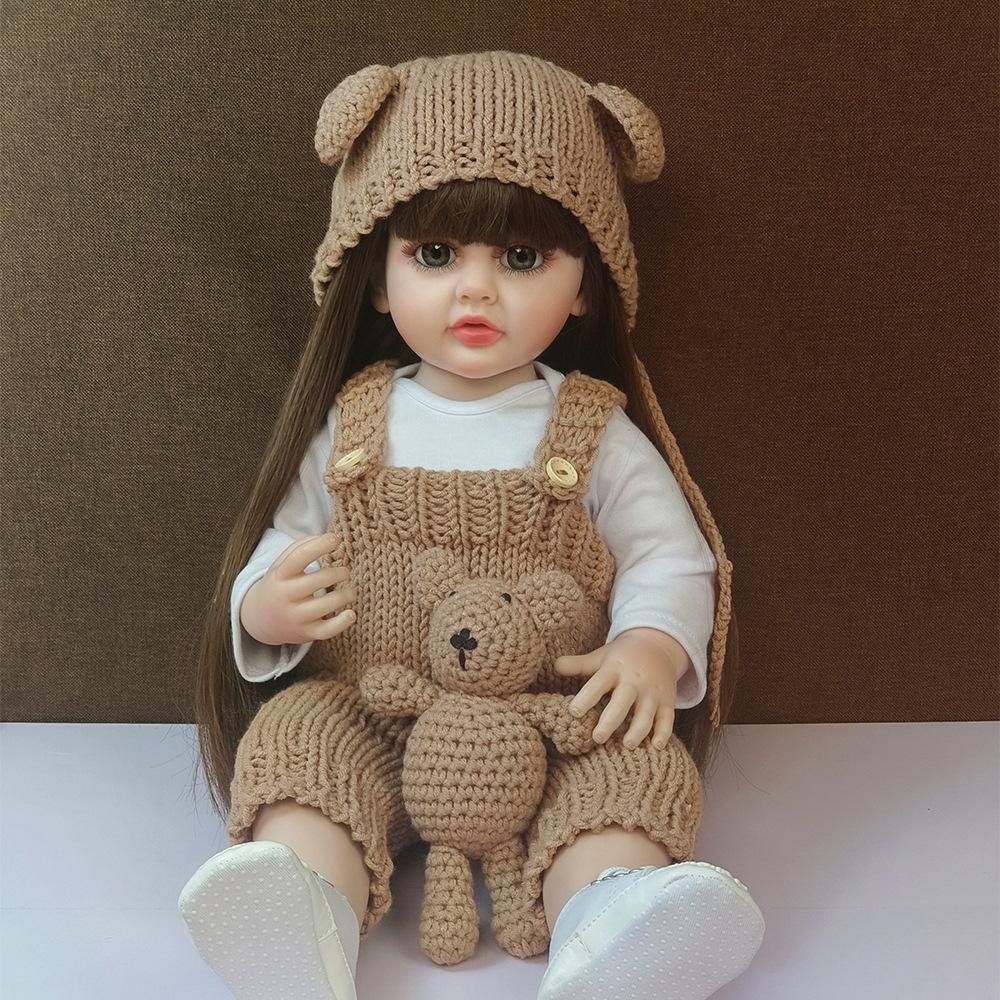 Lifelike 55 cm Silicone Full Body Reborn Toddler Girl Doll Betty Wear Knitted Romper Waterproof Newborn Dolls for Kids Birthday Holiday Surprise Gifts