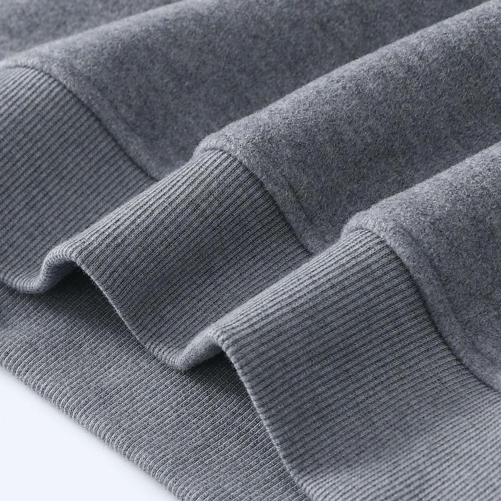 Women's Fleece-Lined Grey Hoodie Set - Warm, Versatile, Casual Round Neck, Perfect for Autumn/Winter.