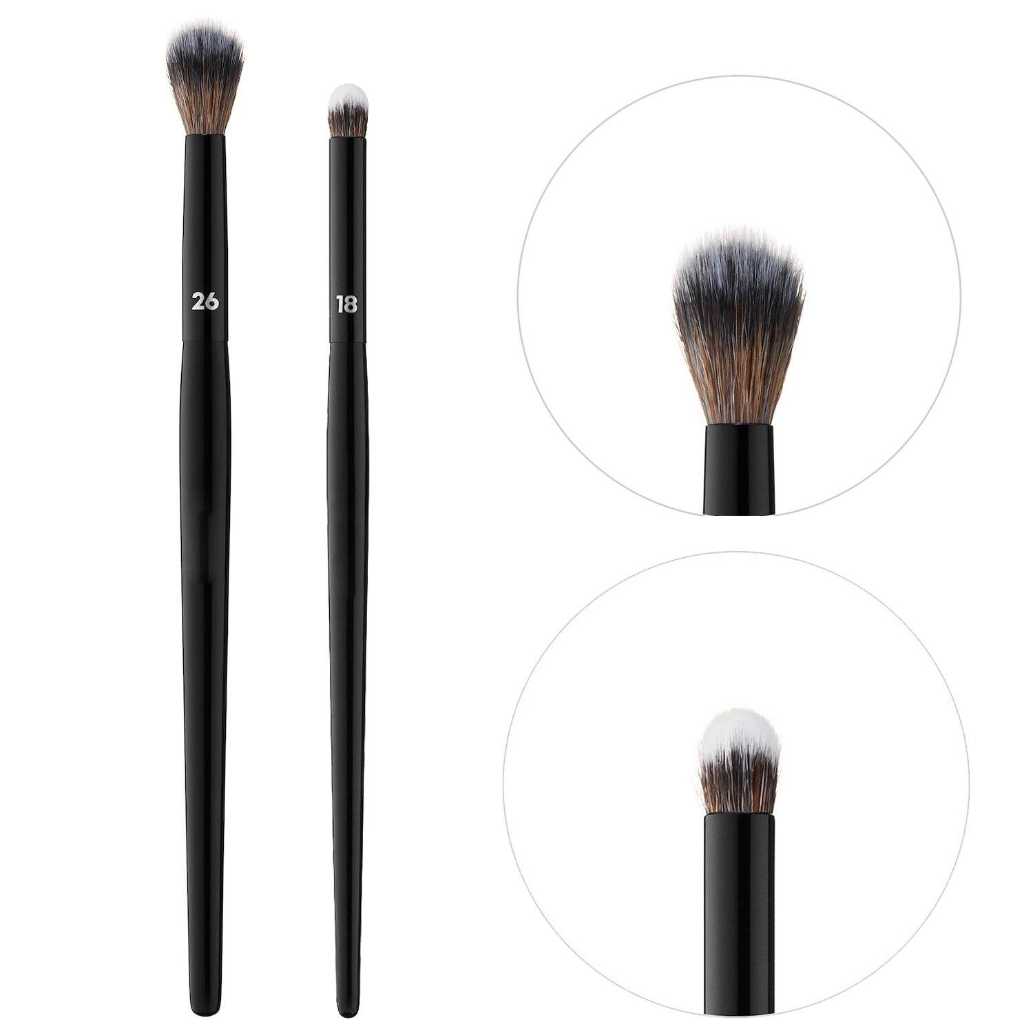 

Кисти для макияжа PRO Black Eye Crease #26 и Shadow Smudge #18 — высококачественные мягкие синтетические косметические кисти для растушевки косметики