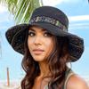 2-Way Adjustable Women's Bohemian Embroidered Sun Hat - Wide Brim Windproof Fisherman Hat with Vibrant Geometric Patterns, All-Season Outdoor Travel