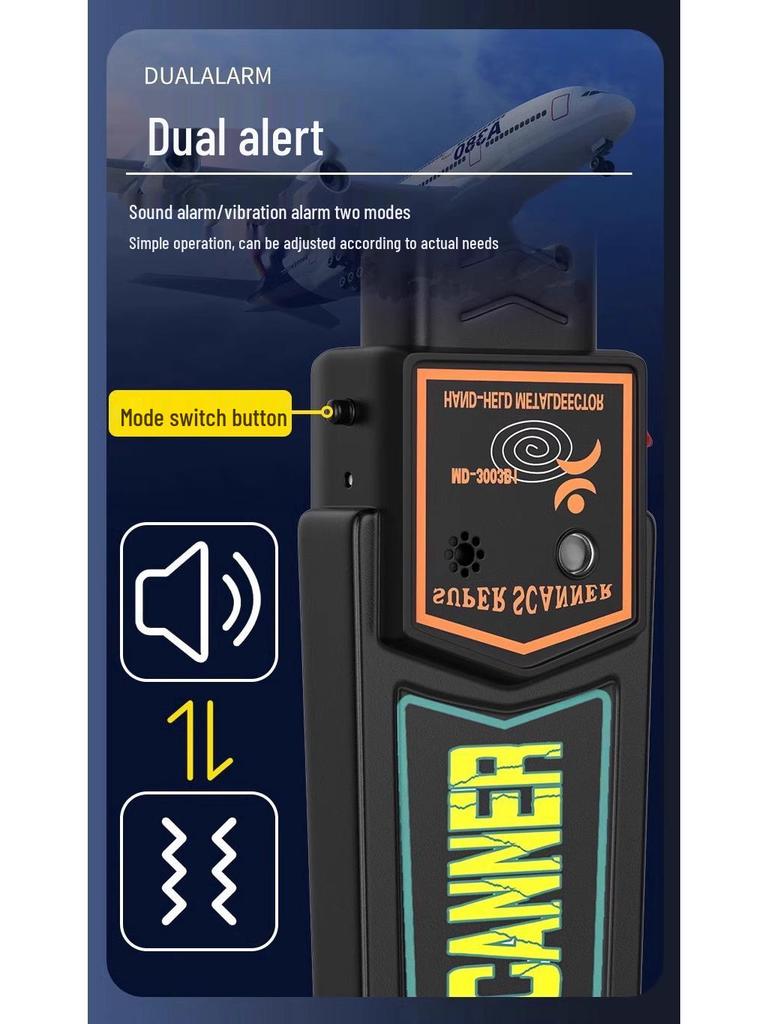 Handgehaltener Hochpräzisions-Metalldetektor Sicherheits-Scanner-Stick mit Infrarot-Erkennung für Flughäfen
