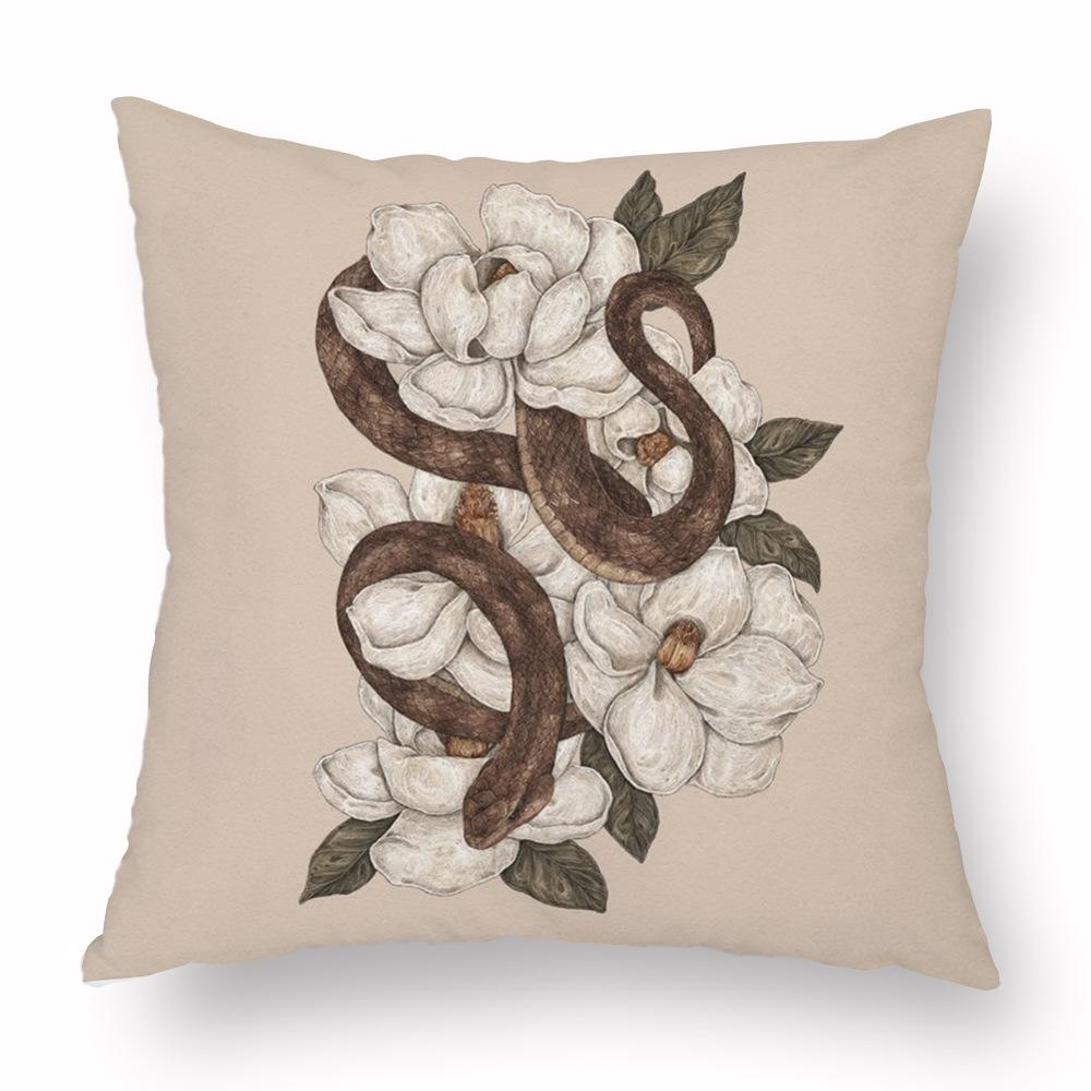 Flower Fox Pillowcase Cushion Animal skull Print Sofa Soft Pillowcase Retro Living Room Bedroom Home Decor Pillowcase