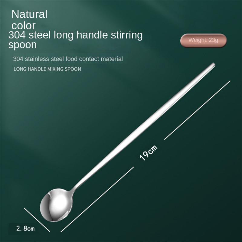 

Суповая ложка Бытовая посуда Высокий цвет Креативные столовые приборы Чайная ложка Для перемешивания Портативная Ложка из нержавеющей стали Длинная ручка