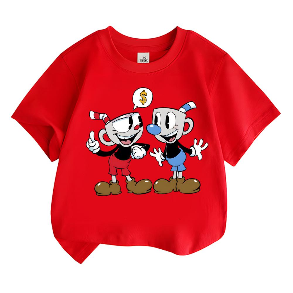 Cuphead 2026 NEW Cartoon T-shirt Boys Girls Kids Clothing Tops Streetwear Manga/Comic Short Sleeves Sports Fashion Tees Toddler