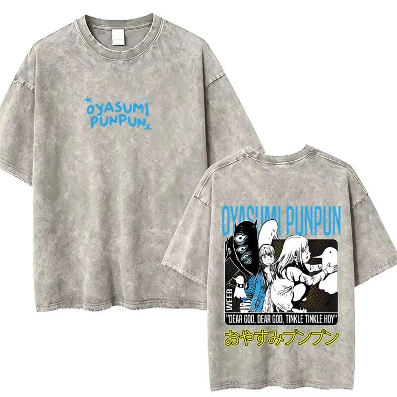 Washed Vintage Anime Oyasumi Goodnight Punpun Onodera T-shirt Aiko Tanaka Graphic T Shirts Men Women Manga Oversized T-shirts