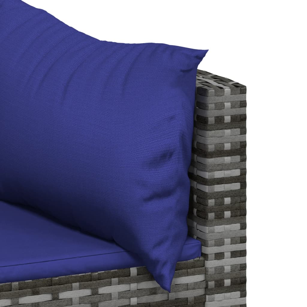 4 Piece Garden Lounge Set with Cushions Grey Poly Rattan