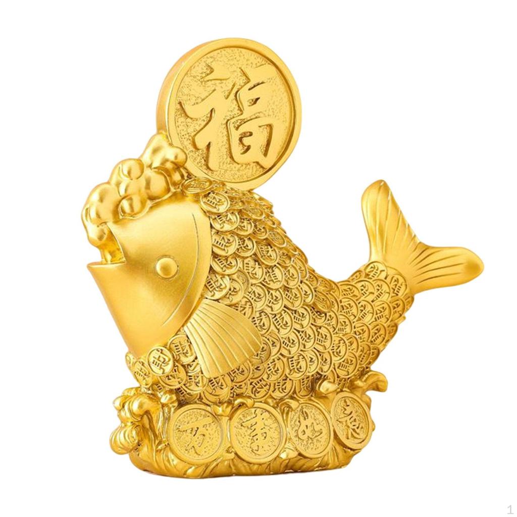 Chinese Fish Statue Collection Gift Feng Shui Ornament Figurine for Desktop Decor