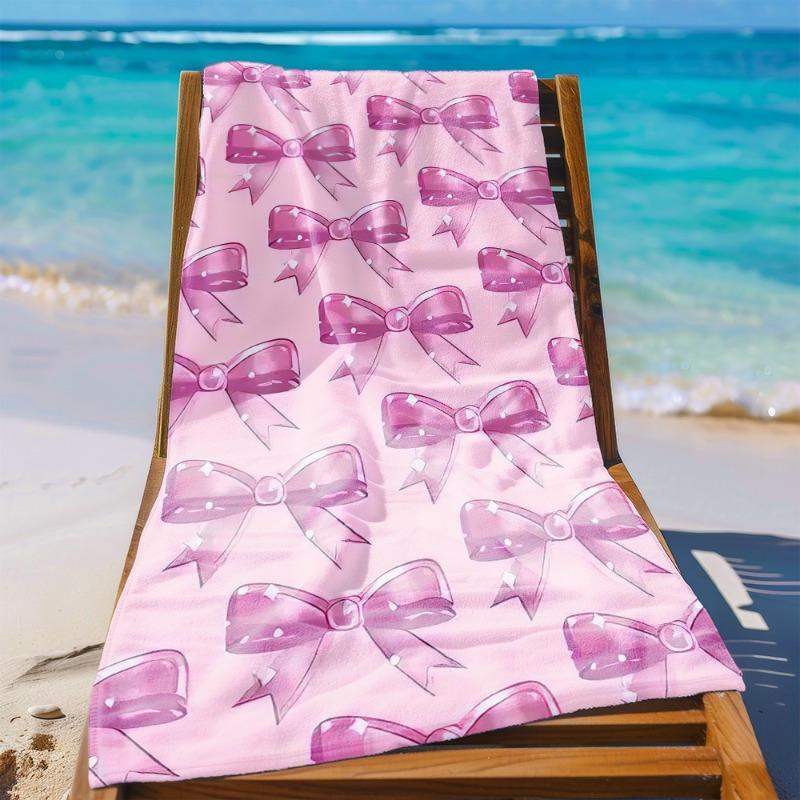 Fun Bow-Patterned Bath Towel Versatile for Pool Surfing Camping Yoga Beach Absorbency Gym Sweat Wiping Shower Room Use