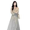 French Striped Long-sleeved Shirt Dress Women's Clothing Early Autumn New Waist Temperament Small Long Dress