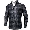 Men's Silk Shirt Button Down Dress Shirts Paisley Long Sleeve Shirts Formal Work Casual