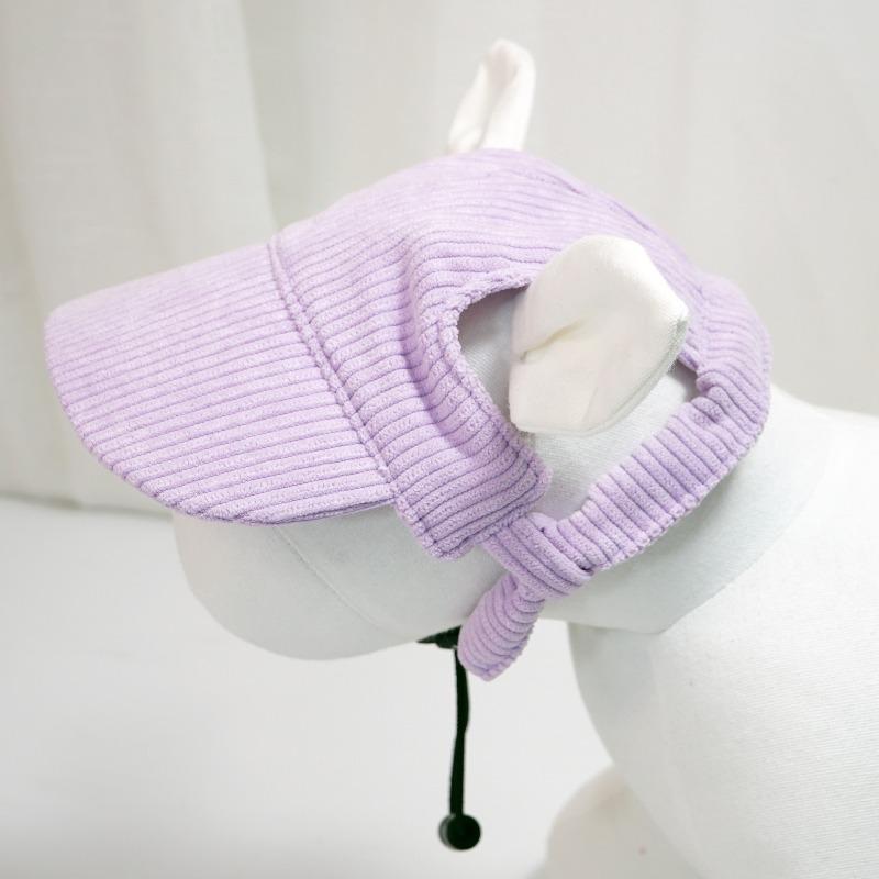 Adjustable Pets Sun Hat Wide Brim Corduroy Dogs Fisherman Cap with Ear Holes Outdoor Walking Sun Protection Hat for Dogs Cats