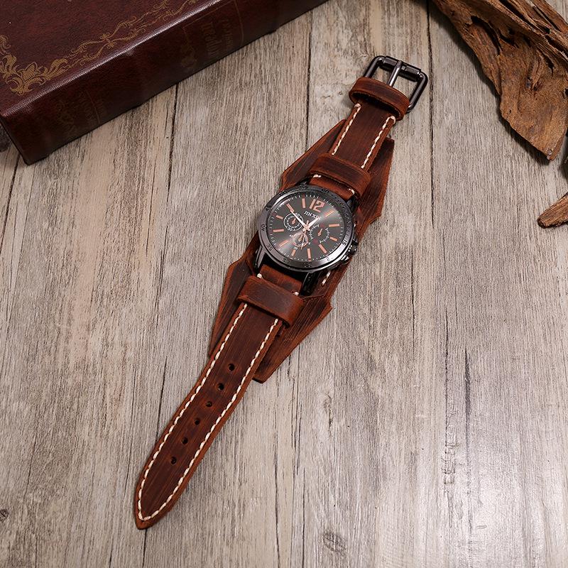Herren Retro Punk Rindsleder Uhrenarmband