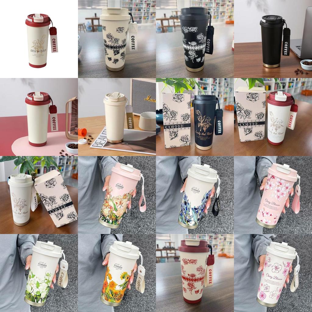 Modern Stainless Steel Insulated Coffee Cup With Double Lid For Office And Travel