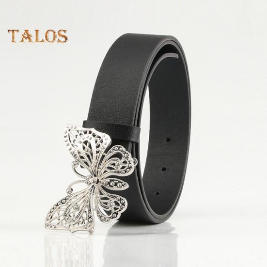 Rhinestones Butterflies Decor Belt Adjustable Length Multi Holes Design Women Waistband Solid Color Belt Costume Accessories