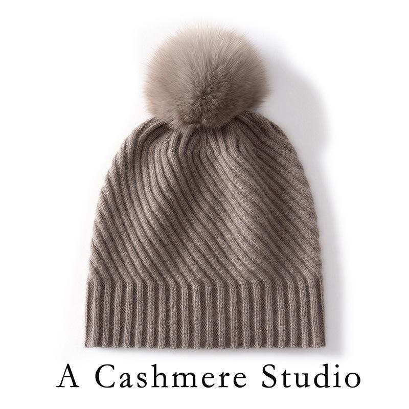 Casual Cashmere Hat Men's and Women's Hairball Hat Winter Solid Color Versatile Thickened Cold-proof Warm Knitted Hat Cold Hat