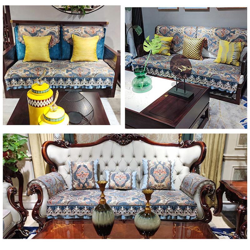 Sofabezug mit europäischer Stickerei, rutschfester Chenille-Couchbezug, Wohnkultur, universelle Sofabezüge für vier Jahreszeiten, Kissenschutz