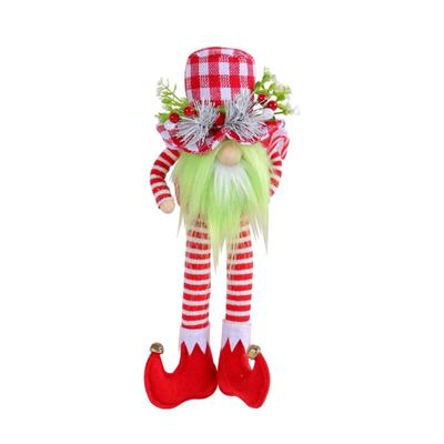 Gnome de Noël Chapeau Rayé Longues Jambes Mignon pour Poupée Elfe Nain Ornement pour Xmas Décoration Elfe Nouvel An Fête
