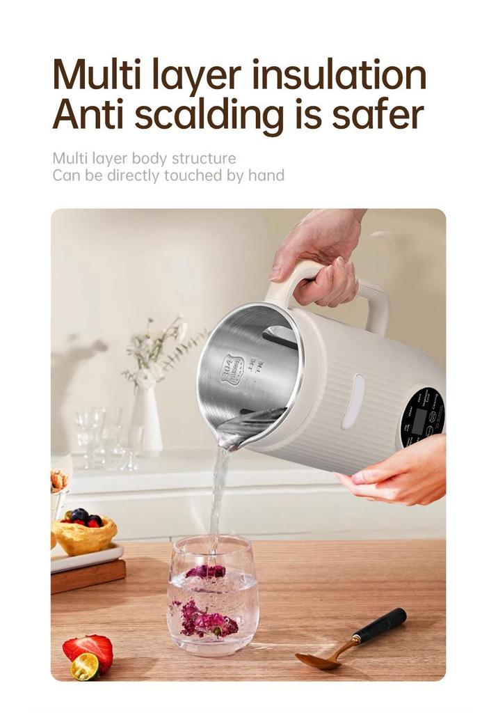 Mini-Sojamilchbereiter mit Doppelspannung - Automatische Wandbrechmaschine für 3-4 Portionen, kein Filter erforderlich.