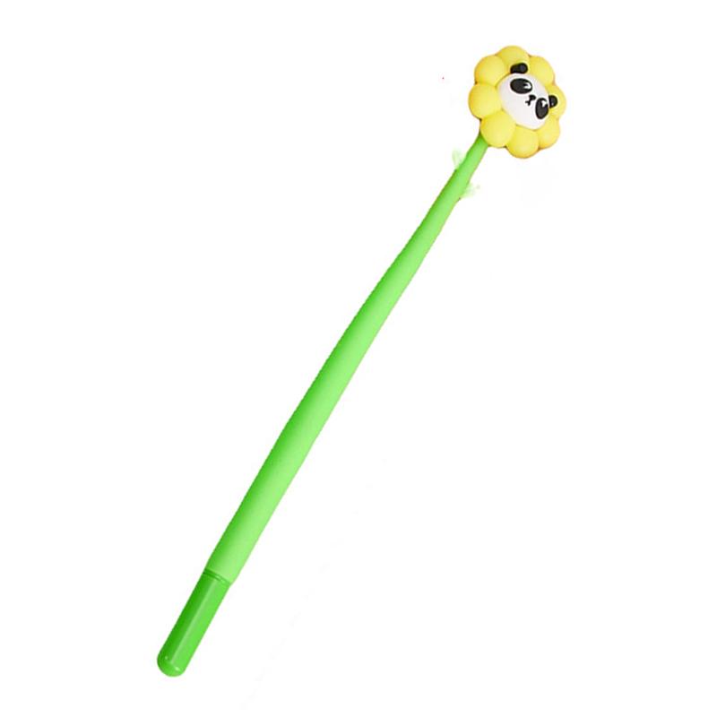 1 Piece Stationery Flowers Cute Cartoon Panda Soft Gel Pen Sunflower School Office Kawaii Supplies Creative Pens