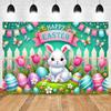 Spring Vibrant Rabbit Backdrop Supplies Happy Easter Theme Background Banner Bunny Easter Eggs Party Decoration Photography Prop