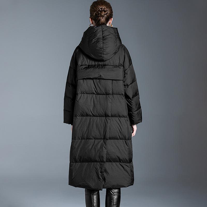 Large size women's new down jacket women's medium and long over the knee loose thickened white duck down winter coat