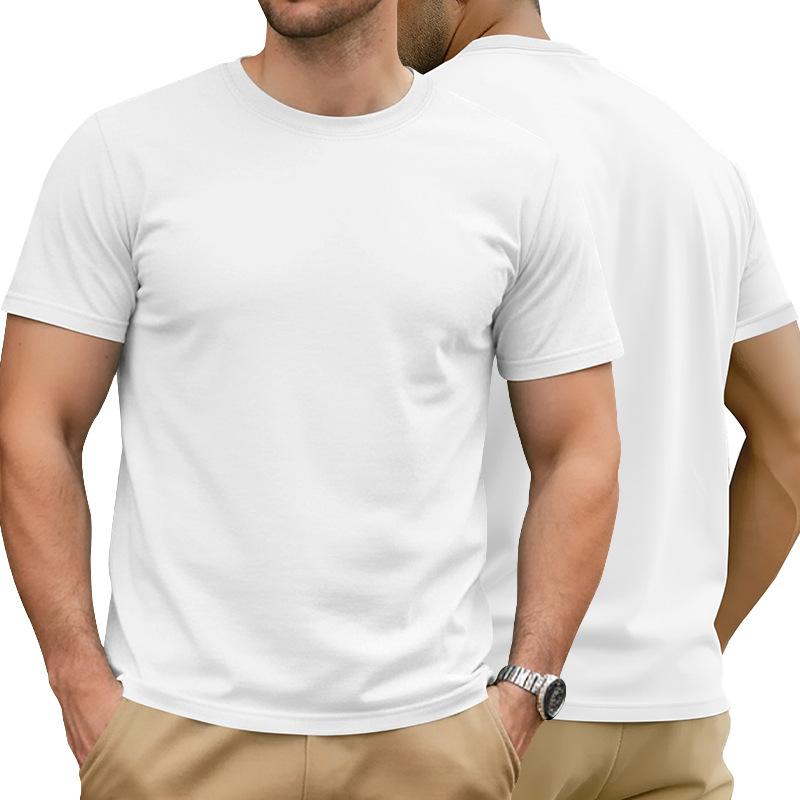 Fashion Europe, America, summer solid color round neck short sleeve pure cotton casual sports simple T-shirt top